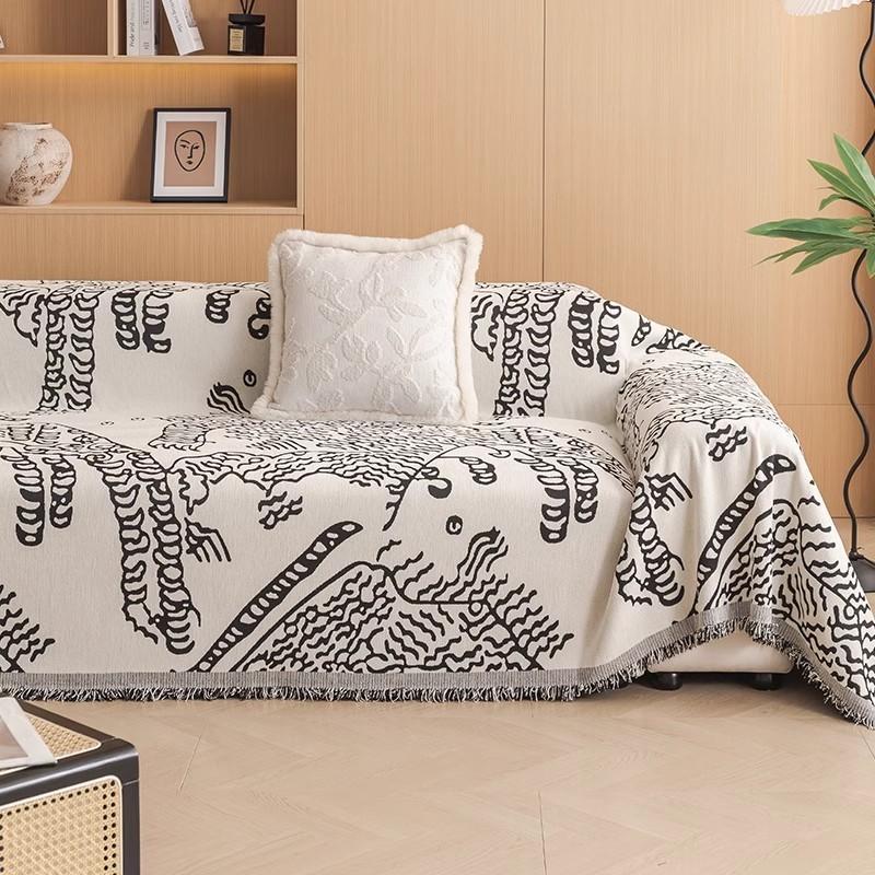 Funda Sofa Chenille Hawaii Tiger Pattern Sofa Mat Throw Blankets 2024 Autumn Winter Camping Picnic Sofa Cover Housses De Canapé