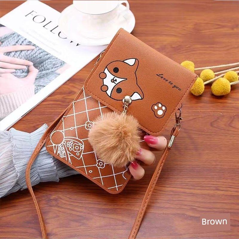 

Сумка для мобильного телефона Мини Милая Кроссбоди из ПУ Корейская Маленькая Сумка Новая Модная Тренд Сумка для Мобильного Телефона Чехол для Ключей и Монет Brown