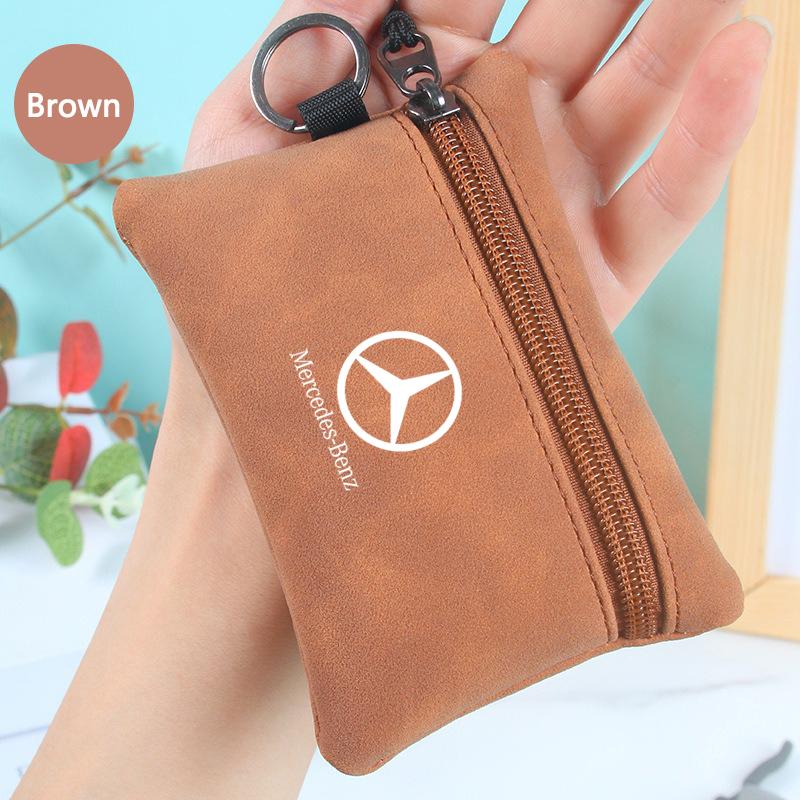 Suede Portable Car Key Bag Zipper Wallet Card Coins Pouchs For Mercedes Benz A C E S G Class GLC CLE CLA GLB GLS W177 W205 W213 QR1