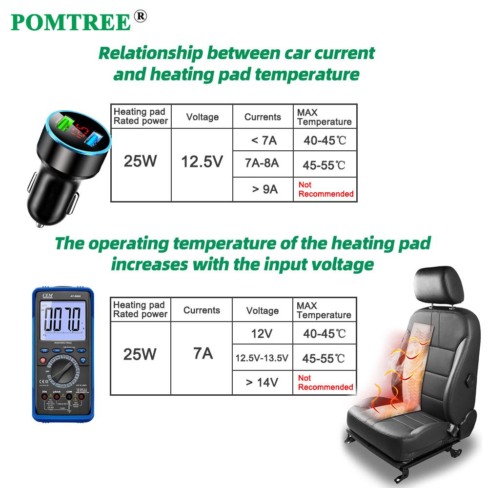 Built-In Car Seat Heater Kit Fit 2 Seats,12V 108W Universal Alloy Wire Heating Pads 3 Levels Dual Control Memory Mode Switch