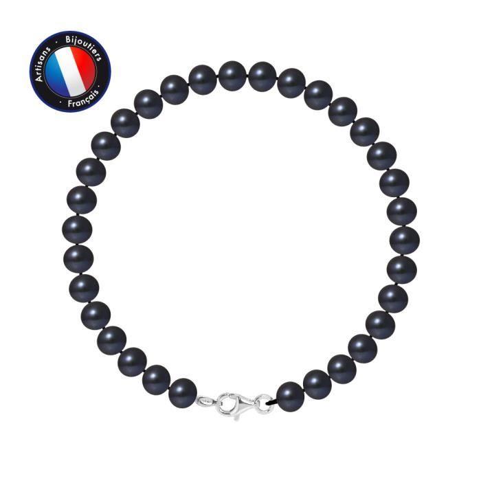 

Bracelet - PERLINEA - Genuine Freshwater Cultured Pearl 6-7 mm - 925 Sterling Silver - Lobster Clasp - Black