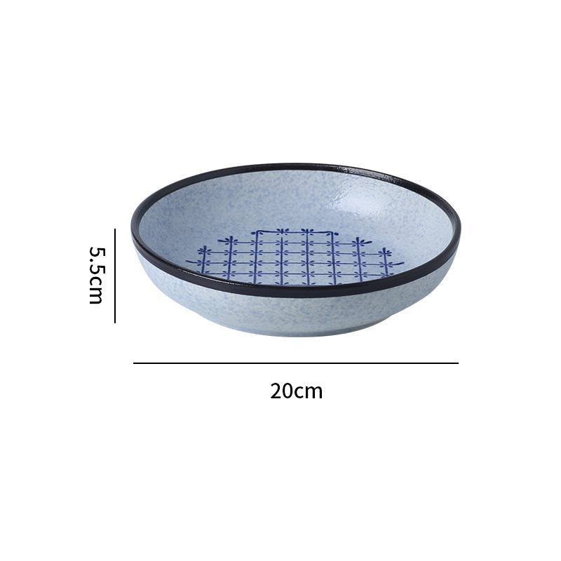 Japanese Classic Blue Pattern Tableware Hotel Style Western Food Plate Deep Plate Household High Value Shallow Plate Ceramic Disc