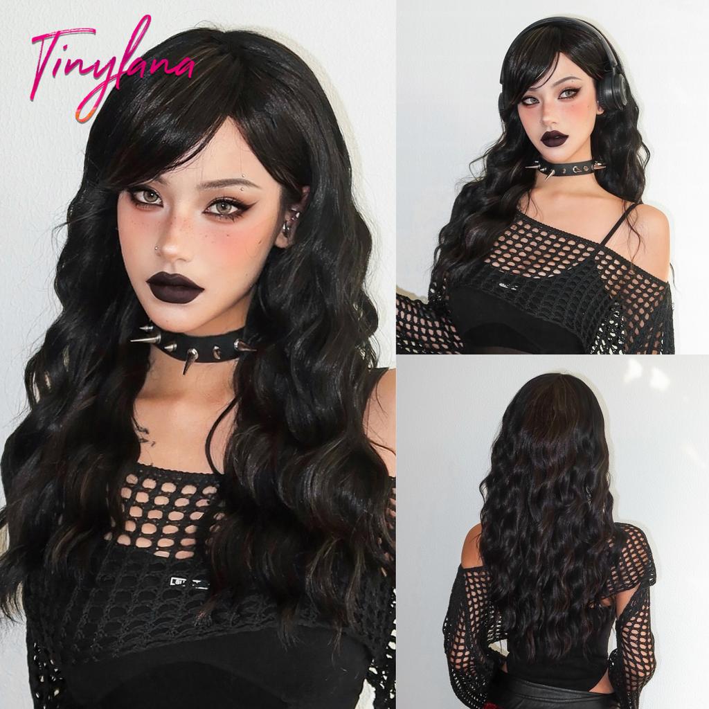 Long Curly Green Wave Synthetic Wigs with Bangs for Women Christmas Grass Green Cosplay Wigs Daily Natural Hair Heat Resistant