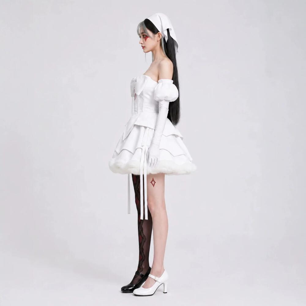 Alien Stage Zombie Stage Mizi Sua Cosplay Kostüm Weißes Kleid Komplettes Set Damen Halloween Comic Con Anime Rollenspiel Outfit