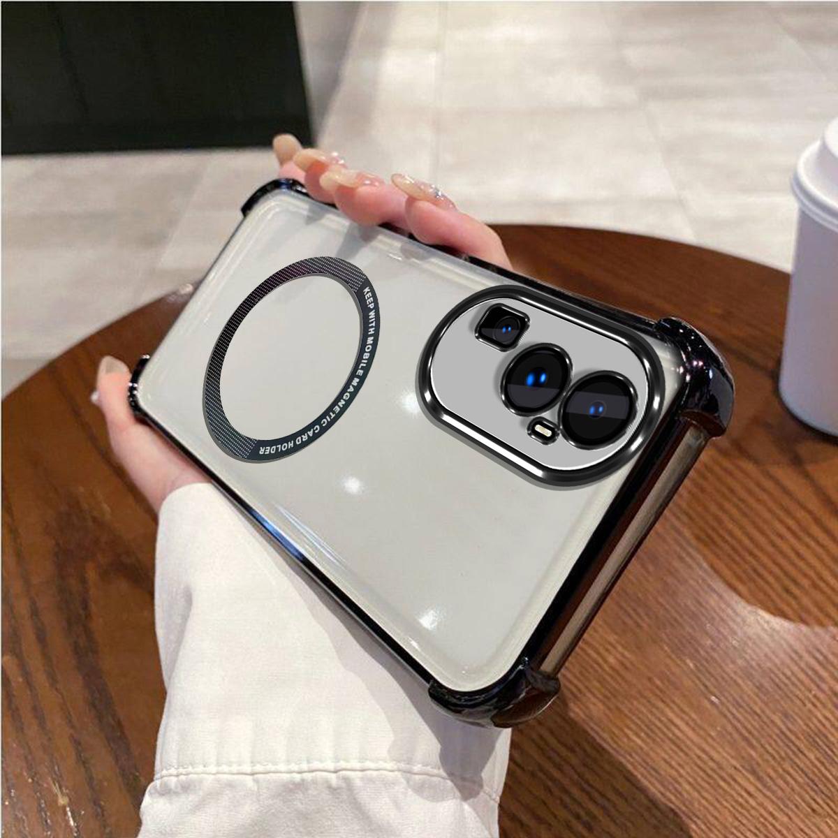 Case for OPPO Reno10pro+ 5G Clear Magnetic Casing Electroplated Lens Frame Phone Cover Reno10pro+ 5G