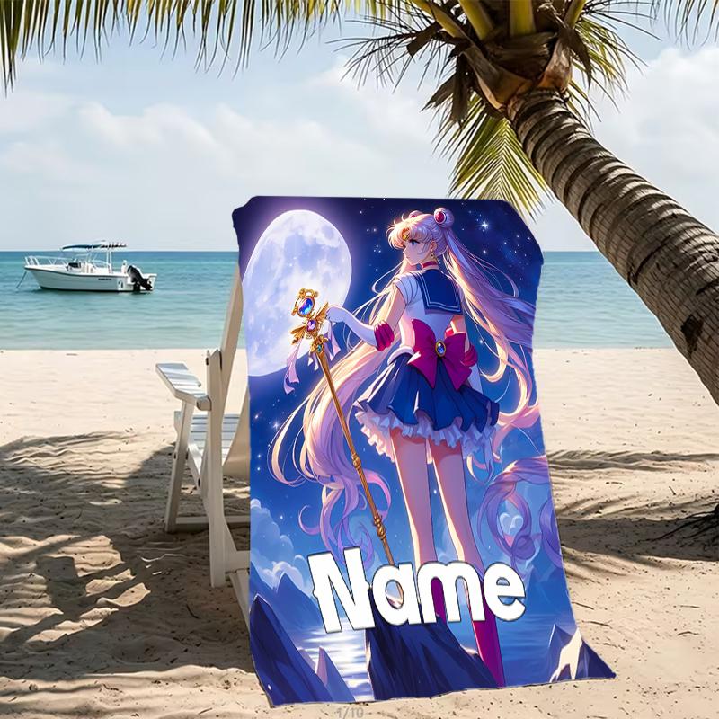 Customizable Personalized Beach Towels Sailor Moon Themed designs.Suitable for the Beach, Yoga, Sports;ideal As Beach Accessories