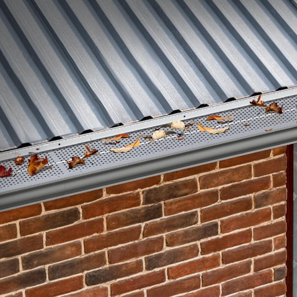 Gutter Guard, 152mm Width, Aluminum Leaf Filter DIY Gutter Cover, 26 PCS 264cm Total Length, 4mm Hole Diameter & 0.5mm Thick Raptor Gutter Guards Fits