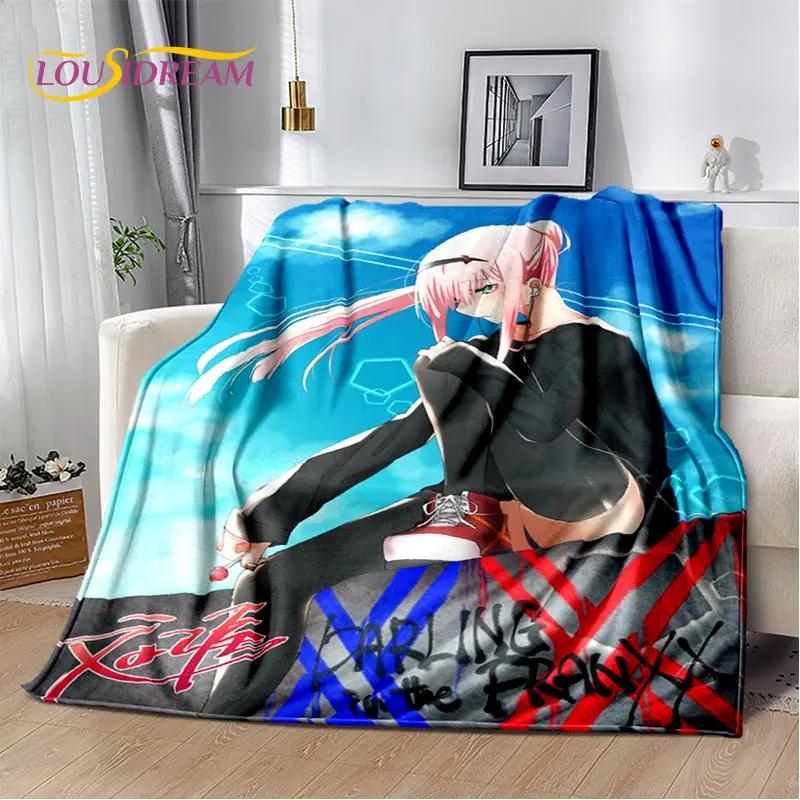Zero Two DARLING In The FRANXX Soft Plush Blanket,Flannel Blanket Throw Blanket for Living Room Bedroom Bed Sofa Picnic Cover 3D
