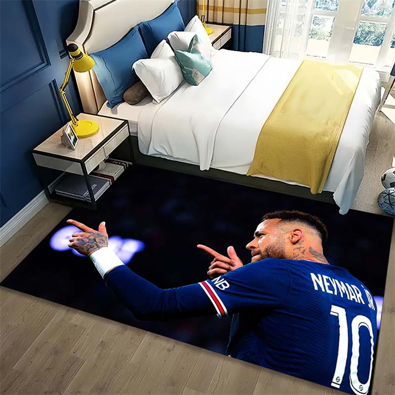Neymar Fußballstar PSG Spieler Porträt Teppich, Rutschfeste Fußmatte für Wohnzimmer Schlafzimmer Fußballfan Dekoration