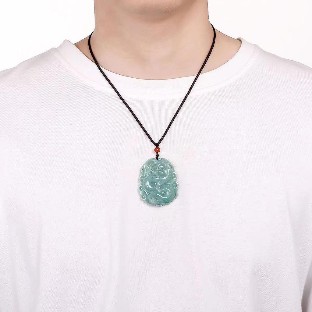 Grade A Jade Pixiu Guanyin Buddha Dragon Pendant Necklace Peace Amulet