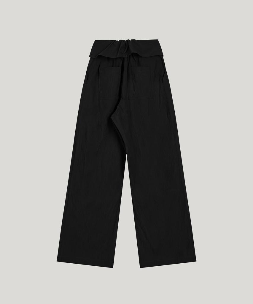 Poeteuseoul Folded Waist Wide Pants_Black