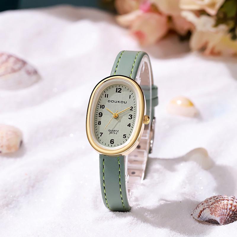 Korean Style Oval Mother-of-Pearl Women's Watch - Artistic and Elegant Design