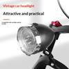 Retro Bike Headlight Type-C Rechargeable Classic Mountain Bicycle Front Light 3 Led Road Bike Headlamp Cycling Accessories