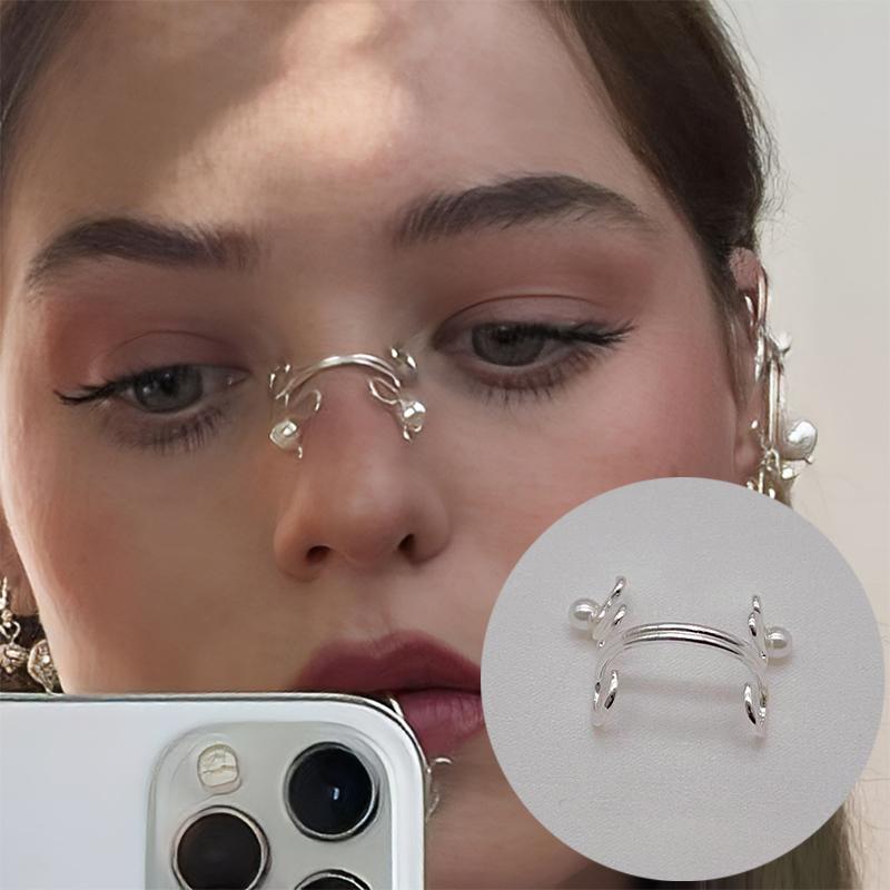 Punk-Stil Retro Nasenclip ohne Piercing Einzigartiger und Kreativer Nasenschmuck aus Kunstperlen