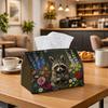 1pc Realist Raccoon Flora Tissue Box - Multi-functional Napkin Dispenser, Two Sizes Available Made of Durable Polyester, Decorated with Dark Moody Vin