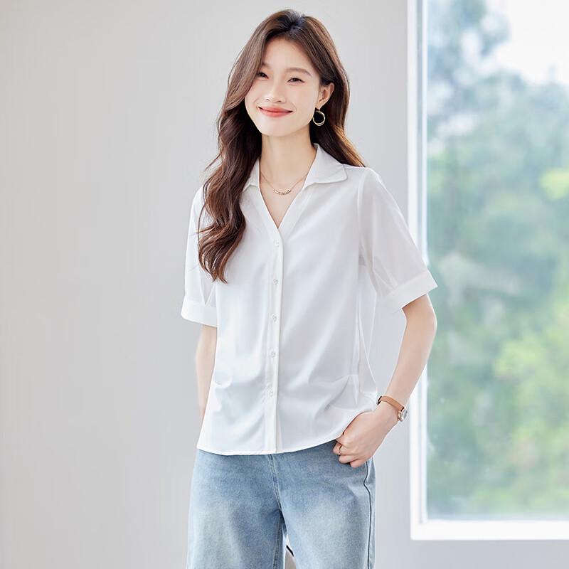 Teluoman Women's V-Neck Short Sleeve Blouse