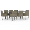 VidaXL Ensemble de salle à manger jardin 9pcs et coussins noir et gris 3185153
