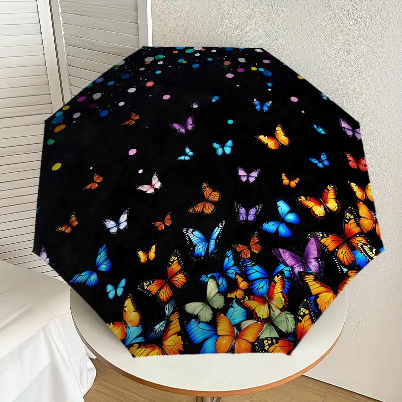 1pc Butterfly Party Pattern Umbrella Design Automatic Opening and Closing Umbrella, High-quality Travel Umbrella, c1128078