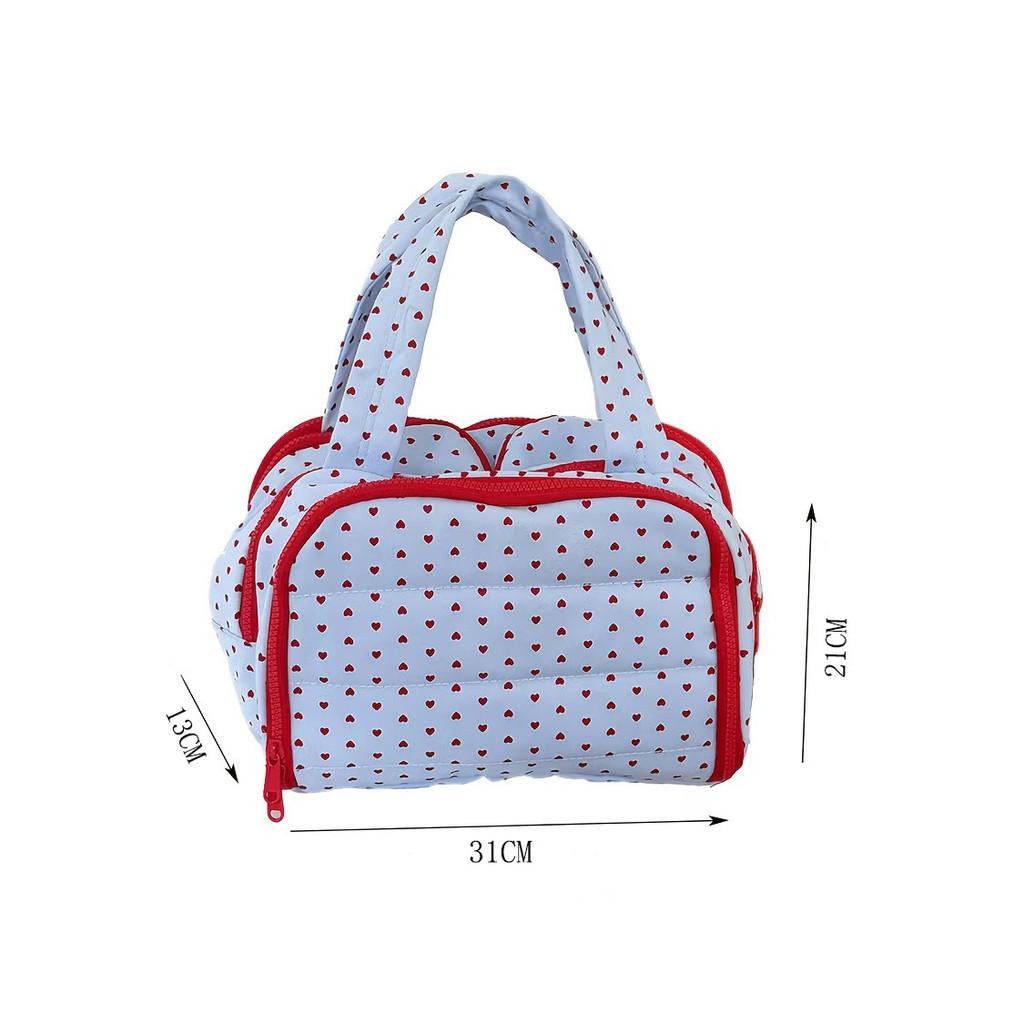 Geometric Pattern Cosmetic Organizer With Zipper Closure For Women And Men