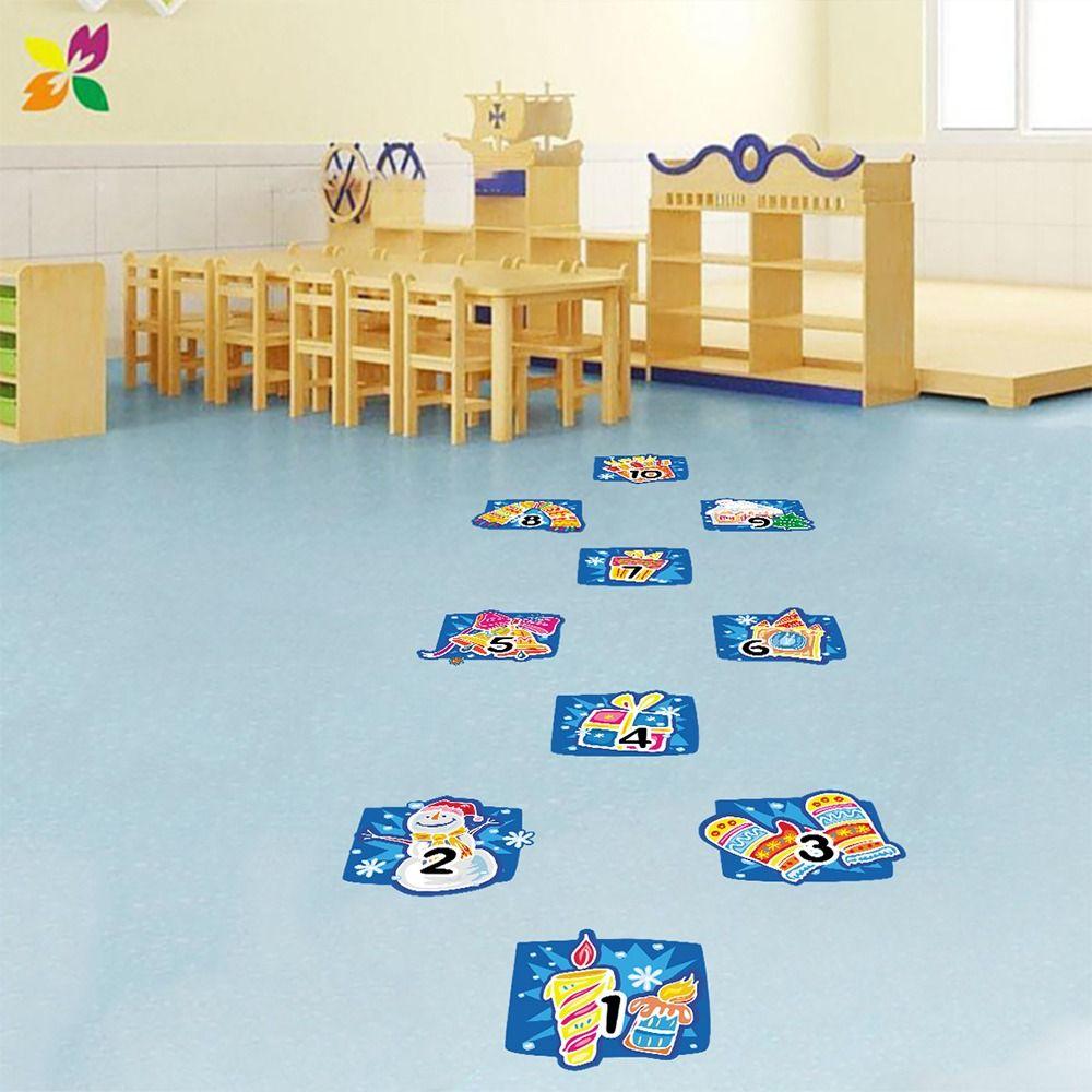 PVC Cartoon Number Grids Self-adhesive Flooring Decals Creative Wall Art  Kid's Room
