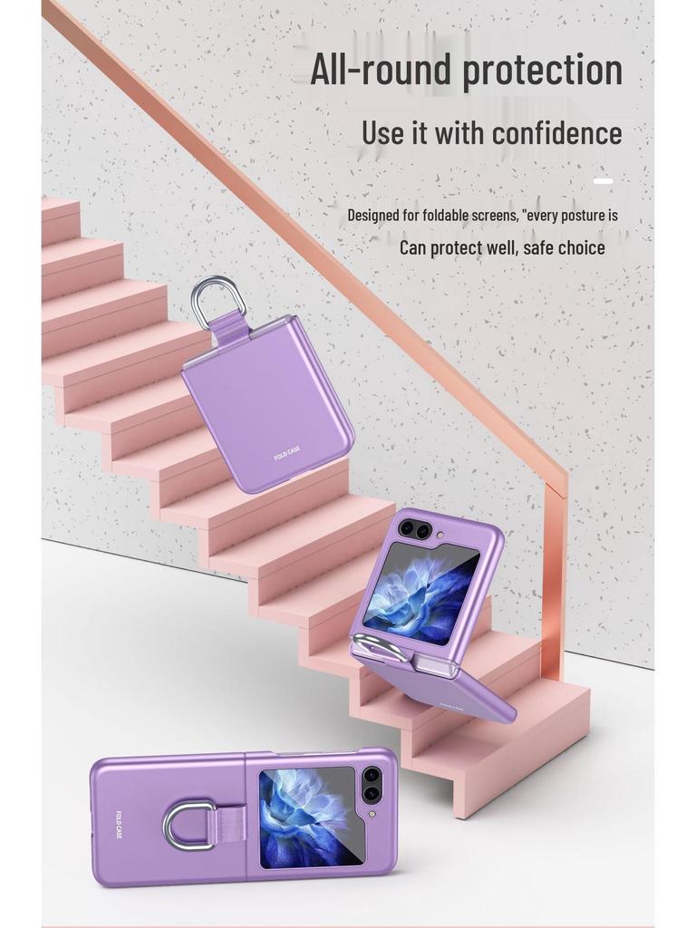 Samsung Z Flip7 Silk Ribbon Lanyard Case: Full Coverage, Skin-feel Protective Case with Ring Holder for Flip6/5.