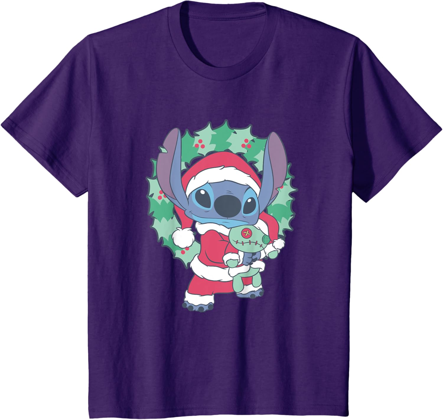 Hot Fashion Casual Disney Lilo & Stitch Christmas Santa Claus Stitch Portrait T-Shirt S-4XL Summer L