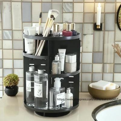 360-Grad Drehbarer Make-up-Regal-Organizer - Modische Kosmetik-Aufbewahrungsbox & Pinselhalter
