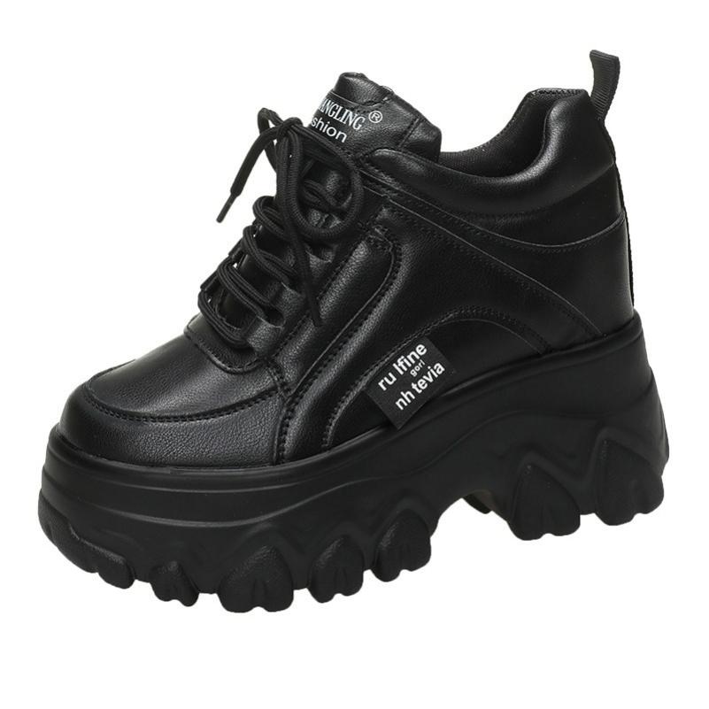 Muffin Heel Inner Heightening Daddy Shoes Women s Spring and Autumn Fashion Lace-up Sports Casual Shoes Student Shoes EU38/CN39