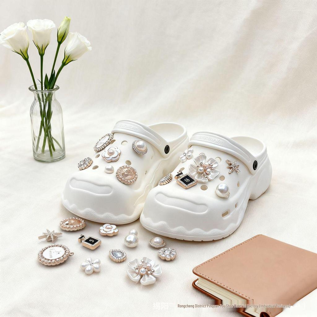 Exquisite DIY Sparkling Diamond Flower Buckles for Cross-Hole Shoes