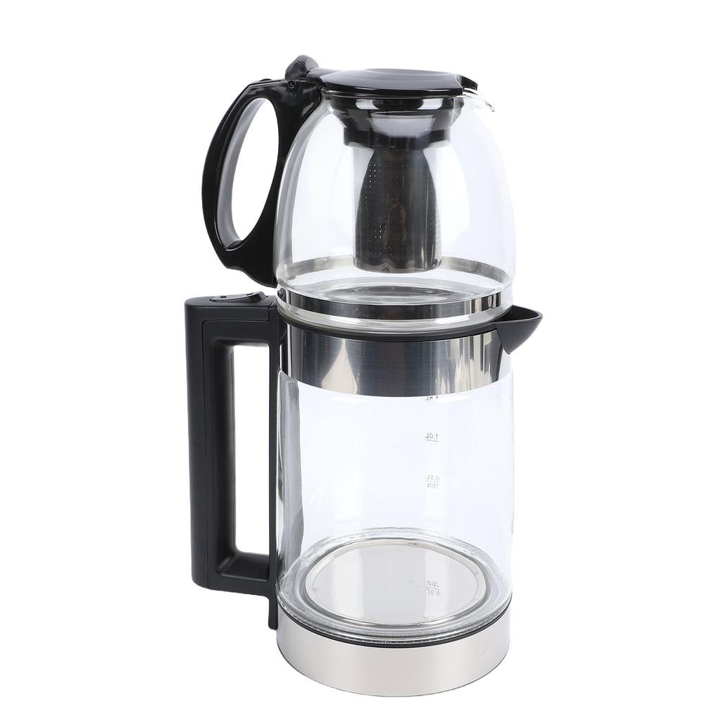 Electric Turkish Tea Maker 2000W Borosilicate Glass Tea Kettle Stainless Steel Infuser 2L Kettle 0.8L Teapot Capacity