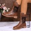Vintage Cross Strap Western Cowboy Boots Women Winter Autumn New Rock Rivet Thick Heel Ankle Boots Woman's Short Booties