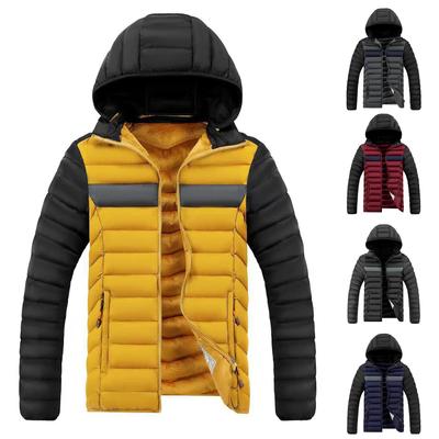 Men'S Hiking Jacket Warm Hooded Camping Trekking Skiing Color Matching Coats Windproof Thermal Windbreaker Jackets Winter Coats