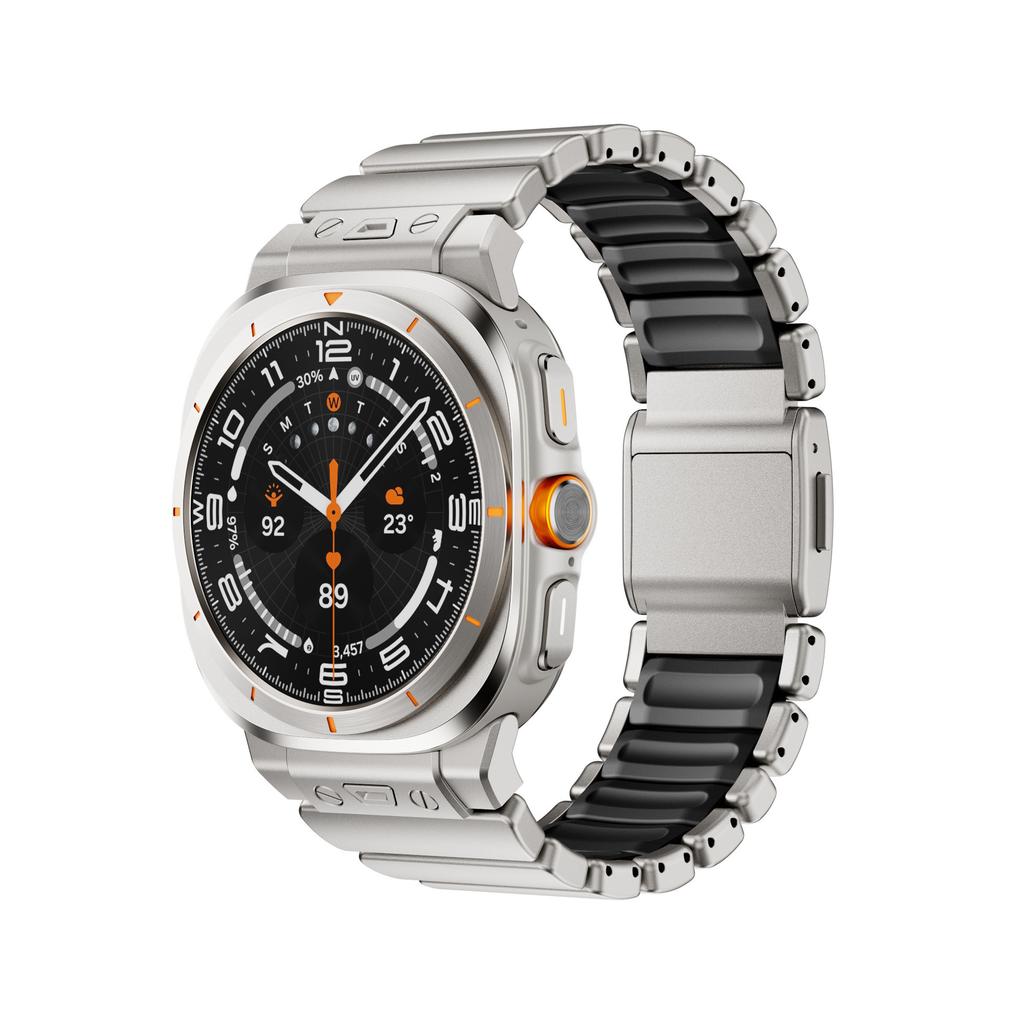 Win-Win Metal Titanium Silicone Magnetic Clasp Sweatproof Breathable Watch Bands Compatible with Galaxy Watch Ultra 47mm