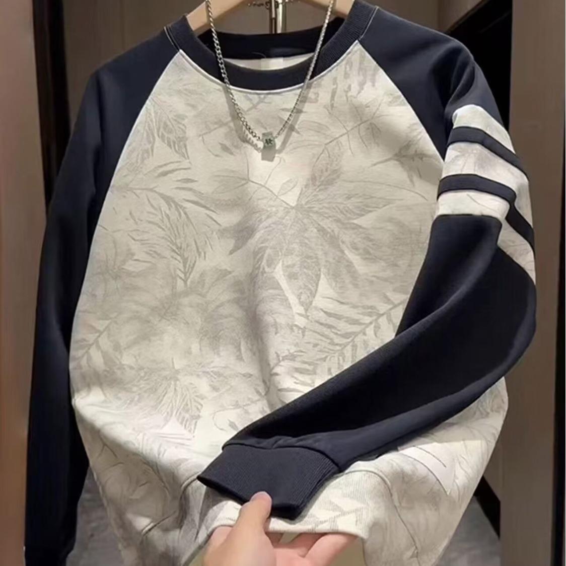 Men s Japanese Maple Leaf Patchwork Raglan Sleeve Hoodie 2XL синий