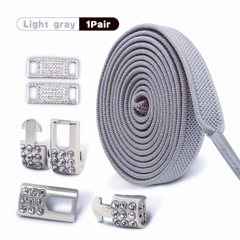 Silver Diamond buckle No Tie Shoe laces Elastic Laces Sneakers Tennis Shoelaces without ties Flat Shoelace for Shoes accessories