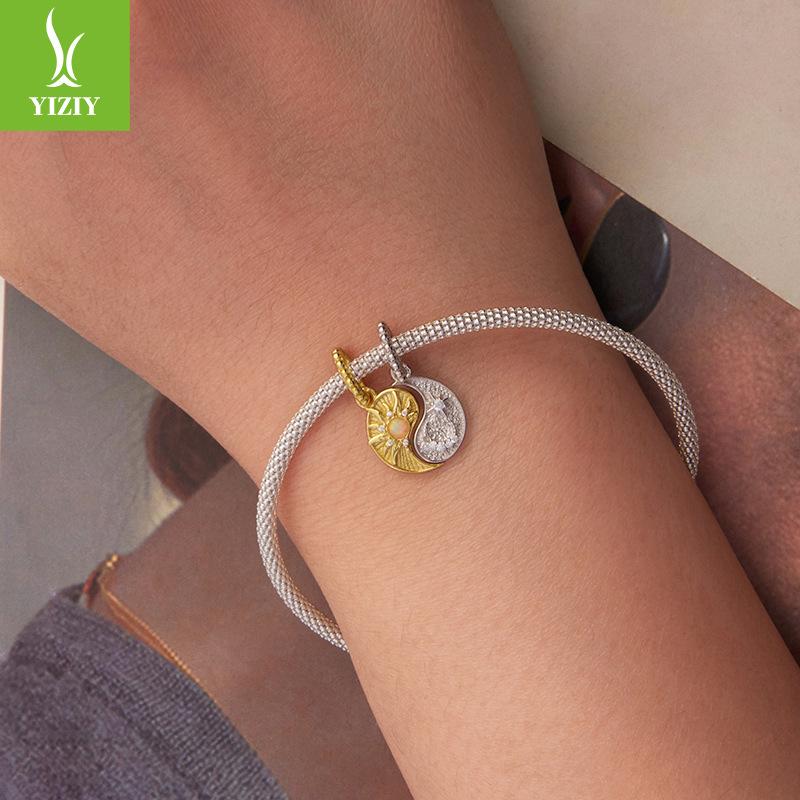 Tai Chi Gossip Sun And Moon Pendant Jewelry Accessories, Personalized Mysterious S925 Sterling Silver Lucky Beads