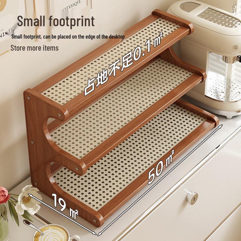 Solid Wood Multi-layer Teacup Display & Storage Rack for Desktop or Countertop