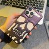 Luxury Matte Plating Metallic Color Hollow Out Skull Hard Case for IPhone 14 13 12 11 Pro Max 14 Plus Fashion Shockproof Cover