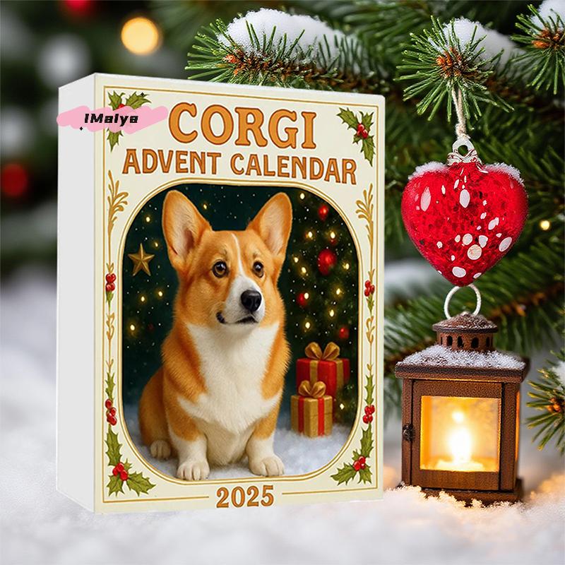 Coigi 2026 Advent Calendar 24 Days Countdown Dog-Themed Christmas Decoration Set with Cute Corgi Mini Ornaments for Home Decor