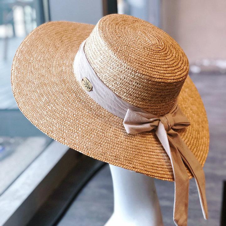Spring and Summer Straw Retro Big Edge Straw Hat Summer Flat Edge Sun Protection Sunshade Vacation Hat Hepburn Elegant Bow Hat