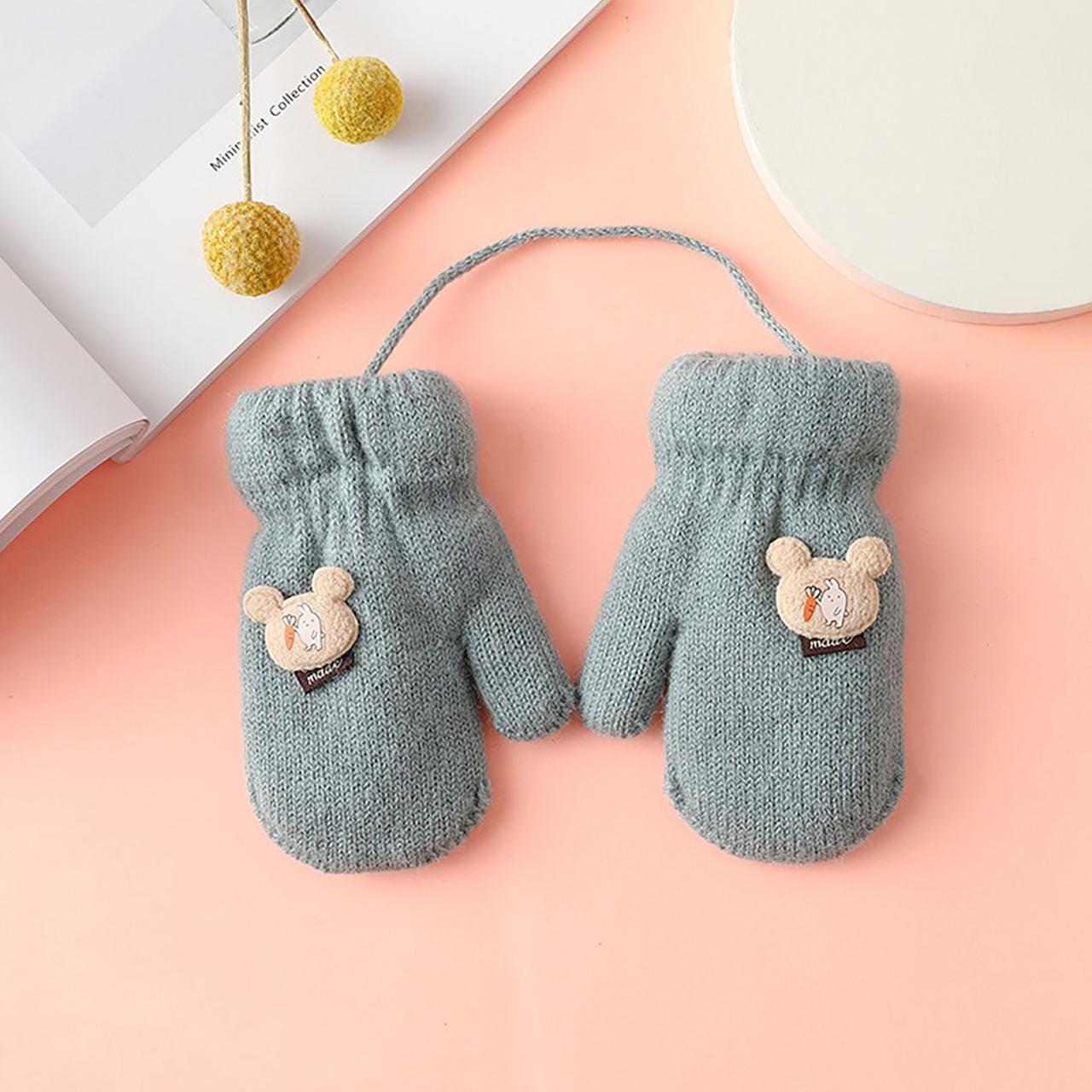 

Милые мультяшные вязаные детские варежки Зимние утолщенные плюшевые теплые перчатки для детей Ветрозащитные уличные перчатки с полным пальцем для мальчиков и девочек серый