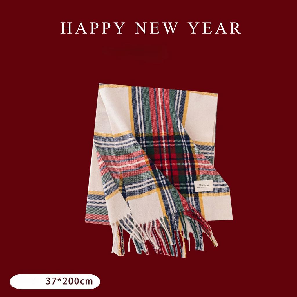 Scarf, Thick and Warm, Faux Cashmere Check Print Shawl or Neck Warmer for Winter.