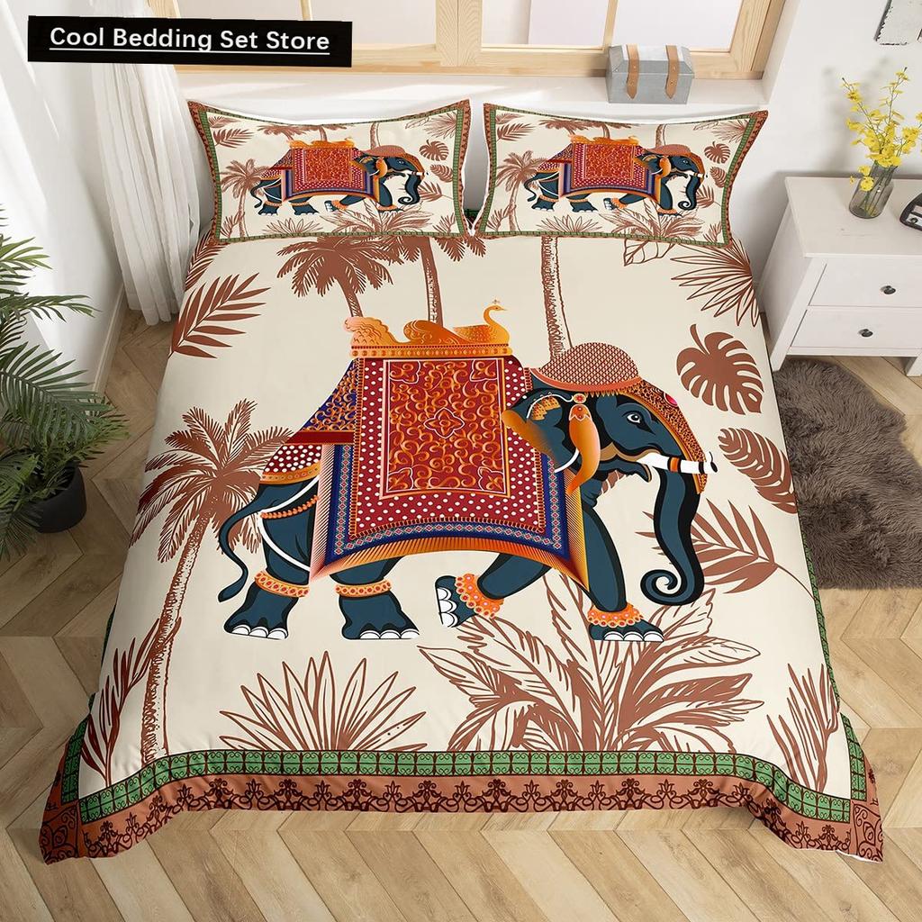 Tribal Ethnic Elephant Duvet Cover Exotic Style Bedding Set Boho Mandala Flower Paisley Quilt Cover Polyester Comforter Cover