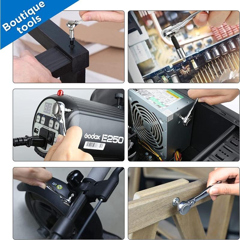 Multifunctional Reversible Mini Socket Set Allen 28-in-1 72-Tooth Ratchet Wrench and Screwdriver Set for Tight Spaces, Machinery, and Home Repairs