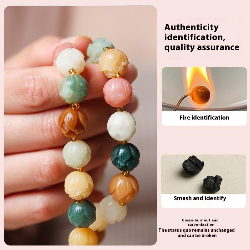 Schritt für Schritt Lotus Weiß Jade Bodhi Wurzel Duobao Armband Damen Wenwan Buddha Perle Zubehör