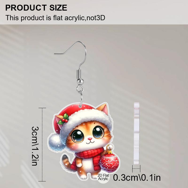 Christmas Gift-Animals Collection Acrylic Women's Fashionable Drop Earrings, Cute Cat & Dog Shape Designed Earrings for Women's Daily Wear