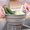 Multi-Purpose High Temperature Resistant Kitchen & Outdoor Fruit Basket Vegetable Portable Folding Silicone Drainer Basket (Medium, Gray)