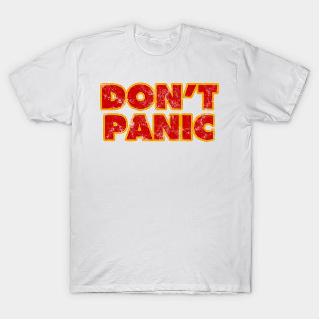 Men Black Print T-shirt Don T Panic Hitchhikers Guide To The Galaxy Distressed No-Cut Transfer Paper Print Cotton Tshirt S белый