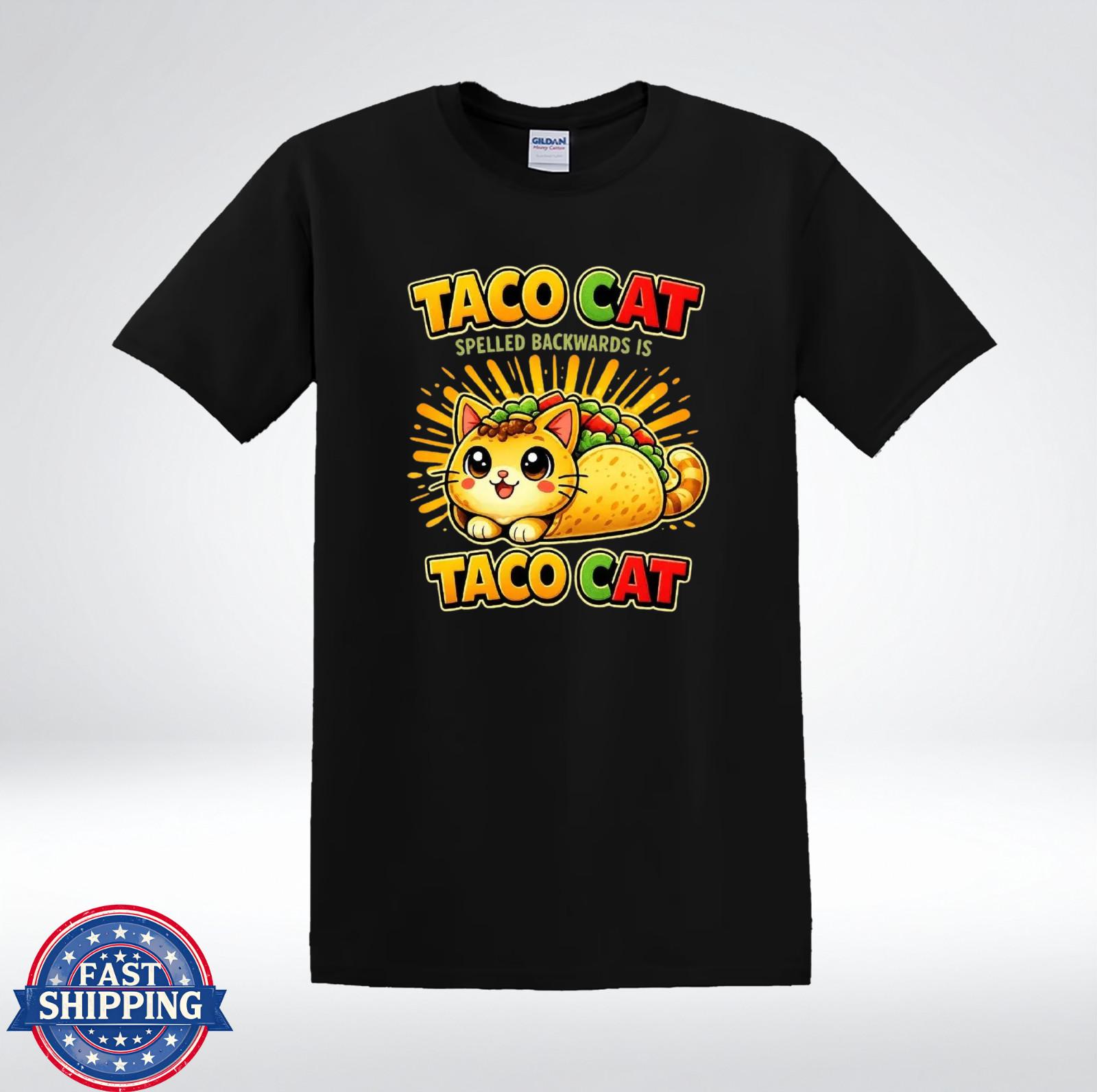Taco Cat Shirt Funny Palindrome Cat Taco Lover Cute T-Shirt XXL