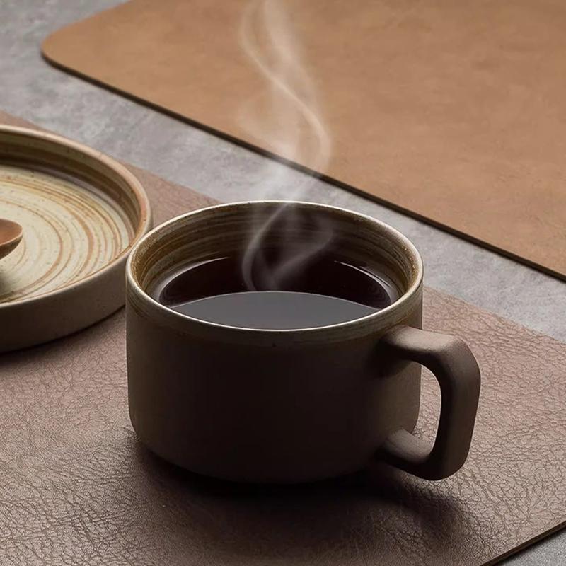 Retro PU Kožené Podložky pod Nádobí Vodotěsné a Olejoodolné Stolní Podložky Západní Restaurace Tepelně Izolační Podložky